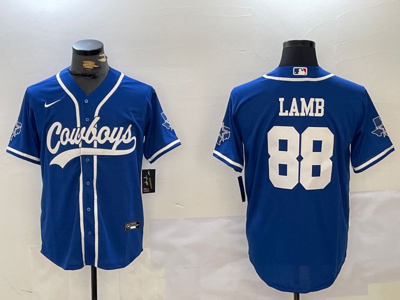 Men Dallas Cowboys 88 Lamb Blue Joint Name 2024 Nike Limited NFL Jersey style 9305